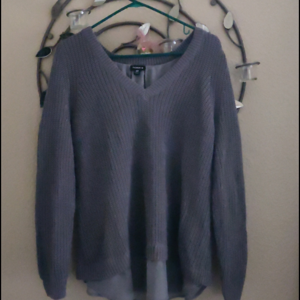 Torrid gray knit lace up tunic sweater
